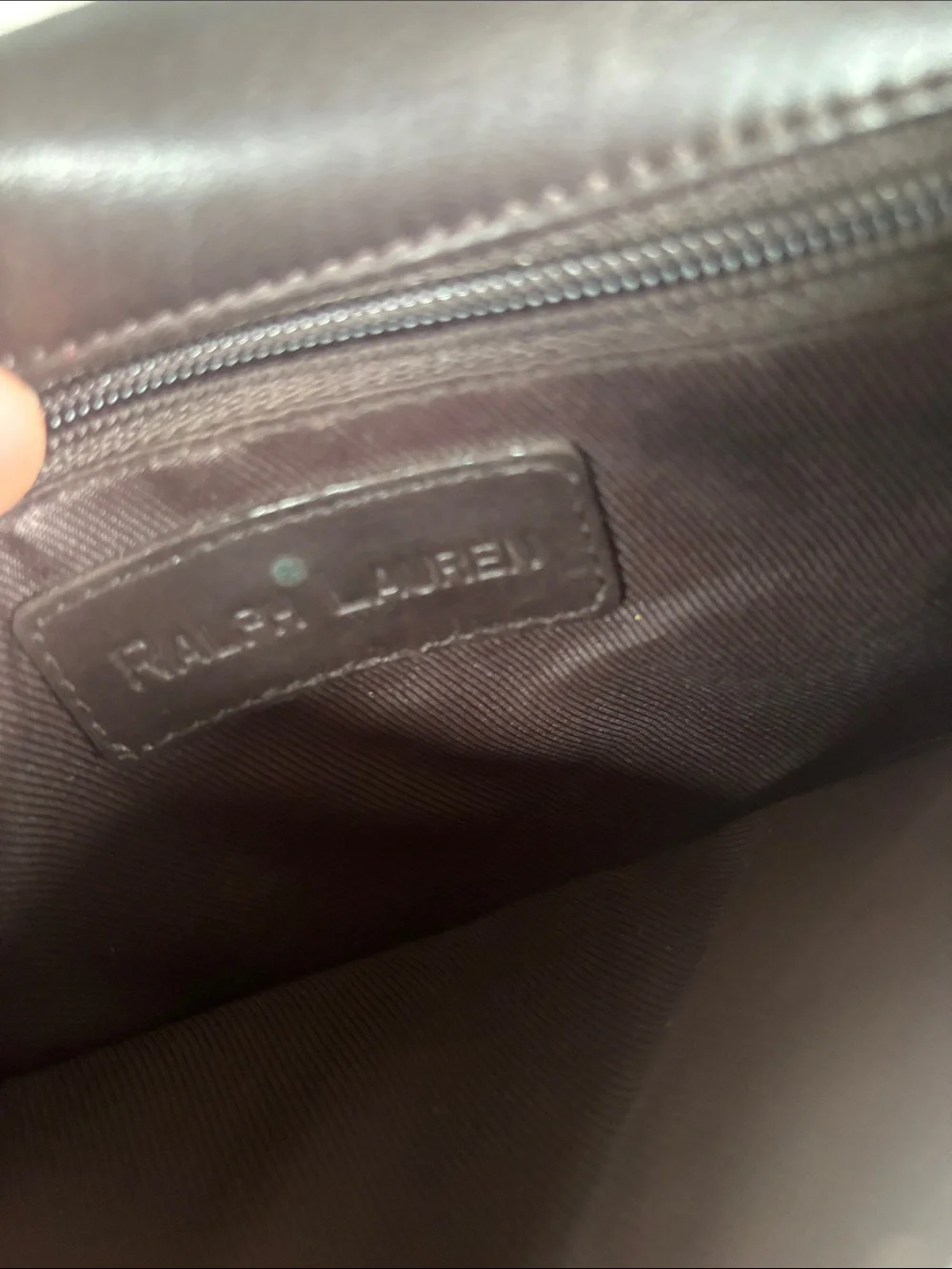Vintage Ralph Lauren Dark Brown Leather Messenger Bag with Gold Hardware
